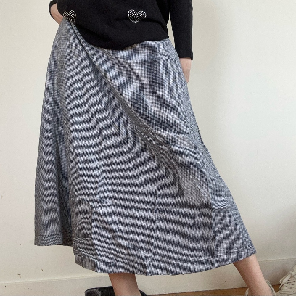 Classic A-Line linen Gray Midi Skirt
